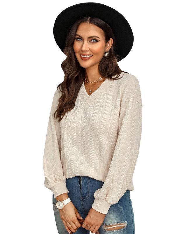 Women's fashion jacquard sweater top - 808Lush