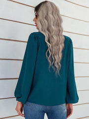 Women's casual loose round neck solid color pullover shirt - 808Lush