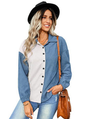 Women's color matching loose shirt coat - 808Lush