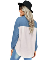 Women's color matching loose shirt coat - 808Lush