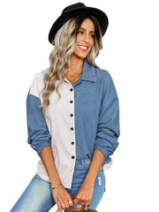 Women's color matching loose shirt coat - 808Lush