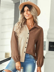 Women's color matching loose shirt coat - 808Lush