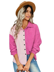 Women's color matching loose shirt coat - 808Lush