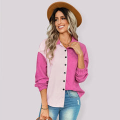 Women's color matching loose shirt coat - 808Lush