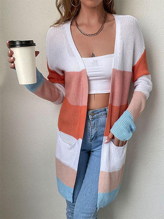 long-sleeved color-blocking sweater