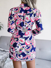 Women's Floral casual tie shirt dress - 808Lush