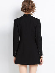 Women's long-sleeved suit collar double-breasted jacket dress - 808Lush