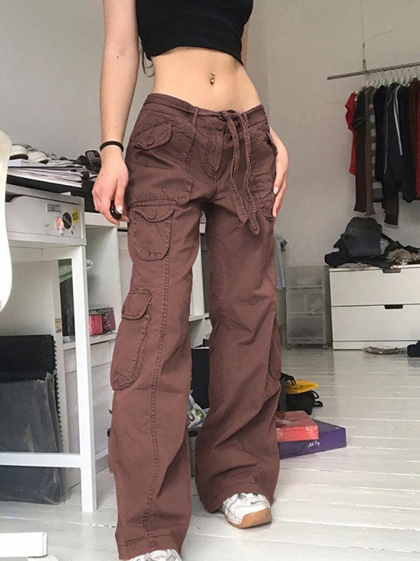 Women's Casual Vintage Workwear Wide Leg Loose Straight Jeans - 808Lush