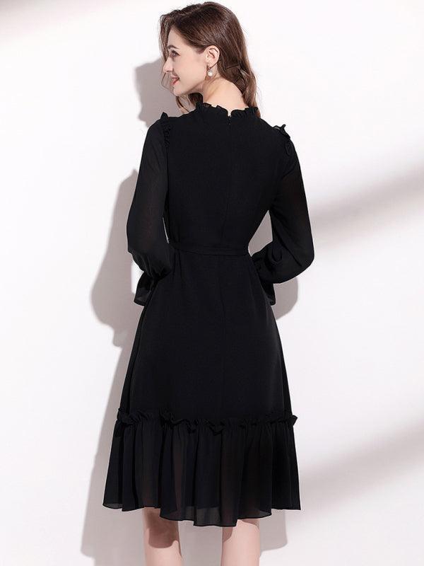 Women's Long Sleeve Fungus Belted Dress - 808Lush