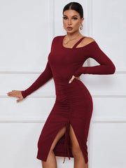 Open shoulder strapless package hip long sleeve sexy dress - 808Lush