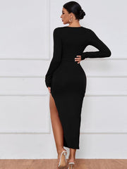 Women's slim package hip tight dress sexy open long-sleeved dress - 808Lush