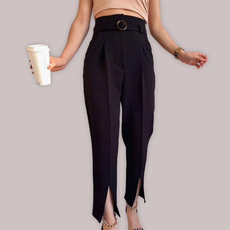 Small feet slit suit pants nine-point pants ladies women's pants commuting trousers - 808Lush