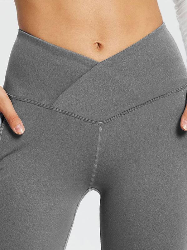 Solid Color Casual Ladies High Waist Slim Wide Leg Yoga Fitness Pants - 808Lush