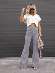 Solid Color High Waist Slim Flared Pants Corduroy High Waist Casual Pants - 808Lush