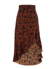 Fashion High Waist Rhombus Printed Loose A-Line Skirt - 808Lush