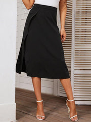 Women's slit simple solid color midi skirt - 808Lush