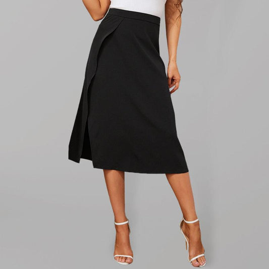Women's slit simple solid color midi skirt - 808Lush