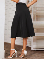 Women's slit simple solid color midi skirt - 808Lush