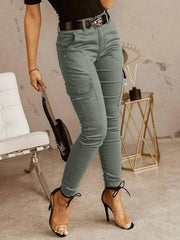 Women's trousers Low waist button solid color pocket bound overalls - 808Lush