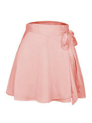 Solid Color Skirt High Waist Fashion One Piece Tie Skirt Chiffon Satin Wrap Skirt - 808Lush