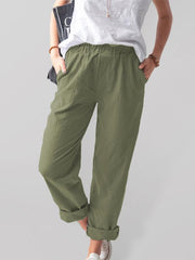 casual elastic high waist straight trousers women - 808Lush