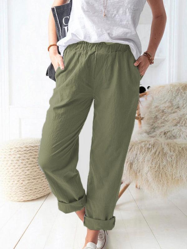 casual elastic high waist straight trousers women - 808Lush