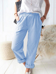 casual elastic high waist straight trousers women - 808Lush