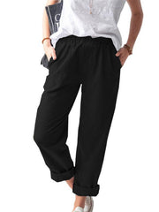 casual elastic high waist straight trousers women - 808Lush