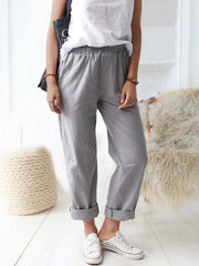 casual elastic high waist straight trousers women - 808Lush