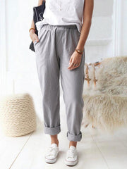 casual elastic high waist straight trousers women - 808Lush