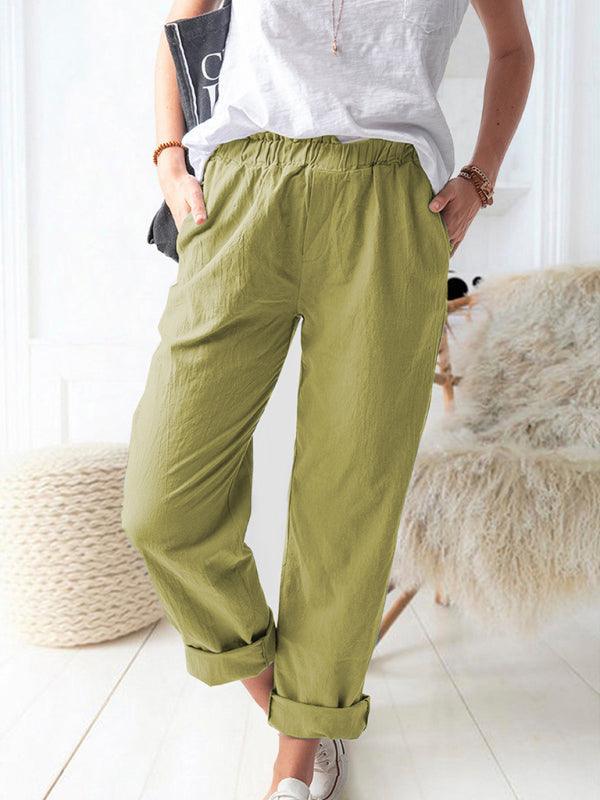 casual elastic high waist straight trousers women - 808Lush