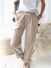 casual elastic high waist straight trousers women - 808Lush