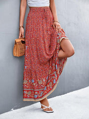 casual holiday high waist floral long skirt - 808Lush