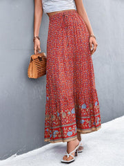 casual holiday high waist floral long skirt - 808Lush