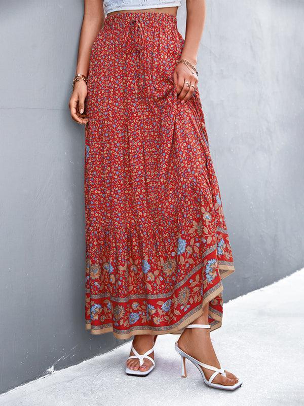 casual holiday high waist floral long skirt - 808Lush