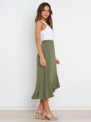 One Piece Tie Long Skirt Irregular Cover Hip Solid Color Skirt - 808Lush