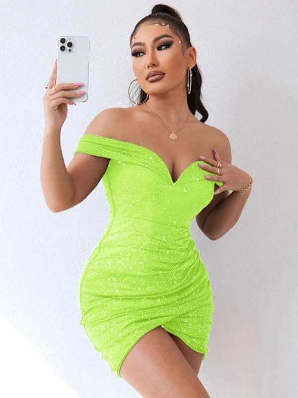 Sexy v-neck one-shoulder party dress - 808Lush