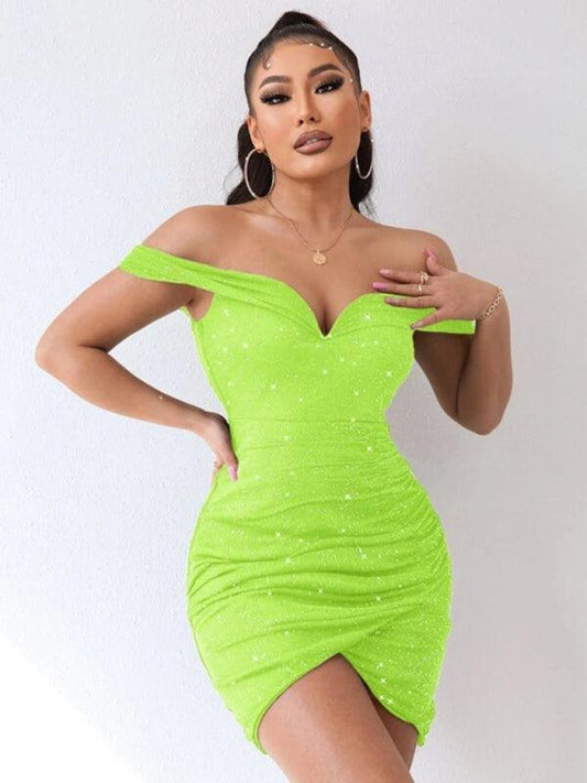 Sexy v-neck one-shoulder party dress - 808Lush