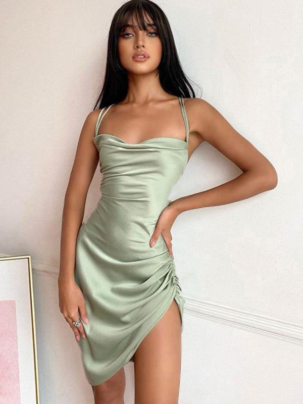 Sexy Tube Top Back Hollow High Waist Strap Mini Dress - 808Lush