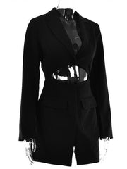 Women's Sexy Fake Two Piece Lapel Long Sleeve Blazer Dress - 808Lush