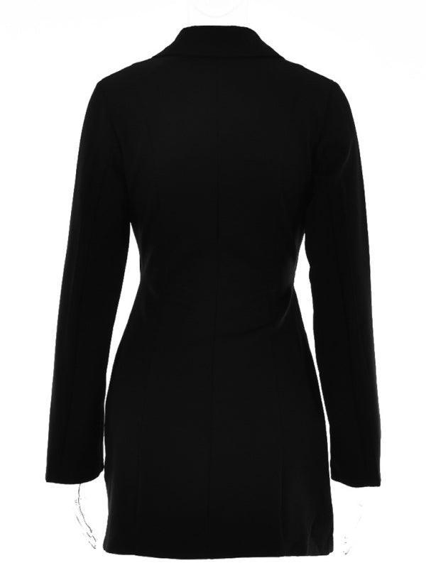 Women's Sexy Fake Two Piece Lapel Long Sleeve Blazer Dress - 808Lush