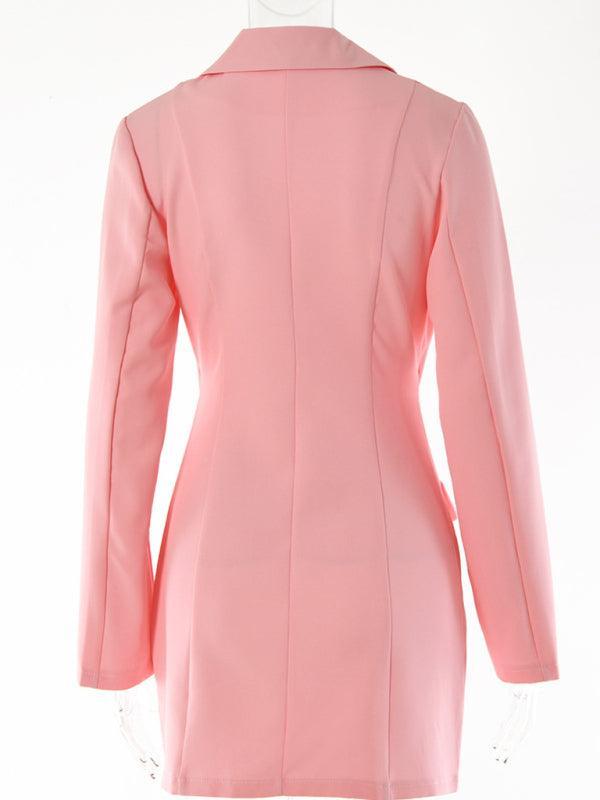 Women's Sexy Fake Two Piece Lapel Long Sleeve Blazer Dress - 808Lush