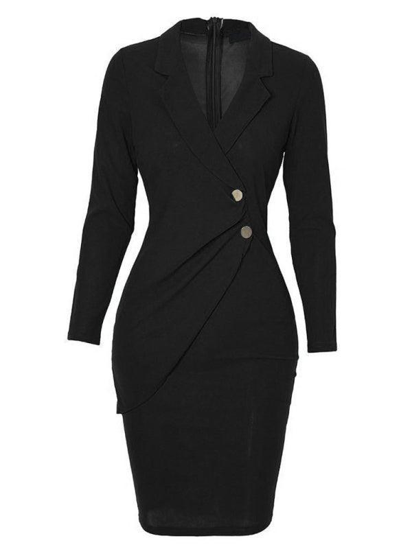 Ladies Elegant Slim Suit Collar Dress - 808Lush