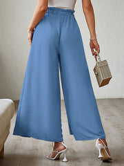 bow loose high waist pleated wide leg pants with belt pants - 808Lush