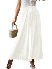 bow loose high waist pleated wide leg pants with belt pants - 808Lush