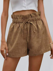 Women's High Waist Lace Up Loose Wide Leg Shorts - 808Lush