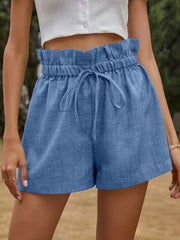 Women's High Waist Lace Up Loose Wide Leg Shorts - 808Lush