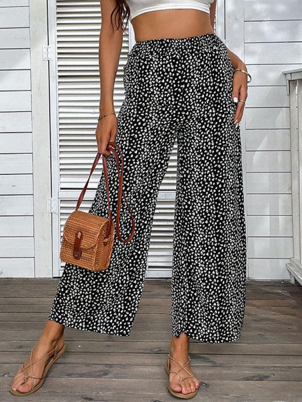 Women's Woven Fashion Casual Leopard Print Casual Wide-leg Pants - 808Lush