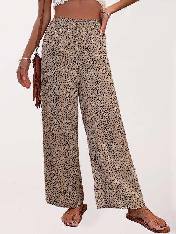 Women's Woven Fashion Casual Leopard Print Casual Wide-leg Pants - 808Lush