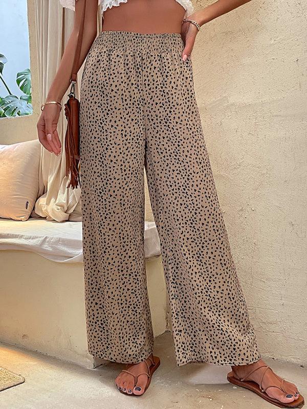 Women's Woven Fashion Casual Leopard Print Casual Wide-leg Pants - 808Lush